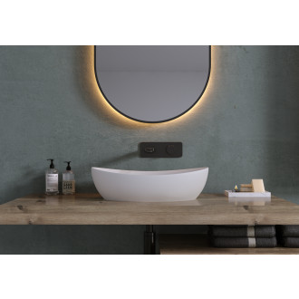 CERANO - Umyvadlo z litého mramoru Gaia - na desku - bílá matná - 55,5x35 cm