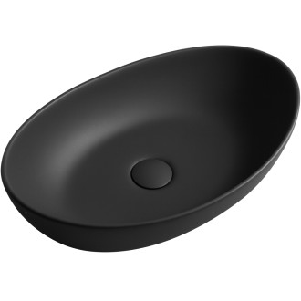 CERANO - Umyvadlo z litého mramoru Gaia - na desku - černá matná - 55x35 cm