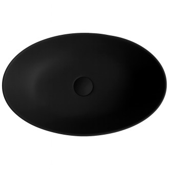 CERANO - Umyvadlo z litého mramoru Gaia - na desku - černá matná - 55x35 cm