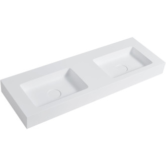 CERANO - Umyvadlo z litého mramoru Geminia - nástěnné - bílá matná - 163x45 cm