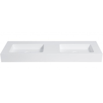 CERANO - Umyvadlo z litého mramoru Geminia - nástěnné - bílá matná - 163x45 cm