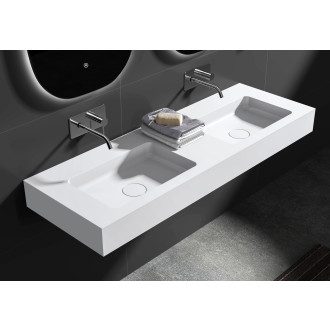 CERANO - Umyvadlo z litého mramoru Geminia - nástěnné - bílá matná - 163x45 cm