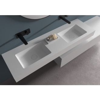 CERANO - Umyvadlo z litého mramoru Geminia - nástěnné - bílá matná - 163x45 cm