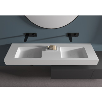 CERANO - Umyvadlo z litého mramoru Geminia - nástěnné - bílá matná - 163x45 cm