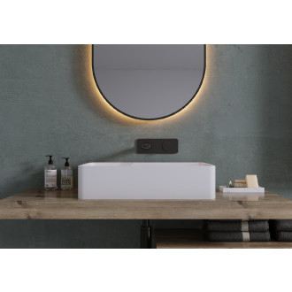 CERANO - Umyvadlo z litého mramoru Lacerta - na desku - bílá matná - 60x40 cm