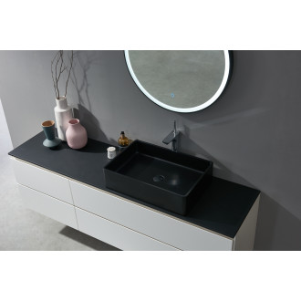 CERANO - Umyvadlo z litého mramoru Lacerta - na desku - černá matná - 60x40 cm