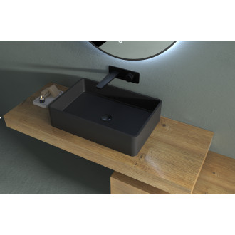 CERANO - Umyvadlo z litého mramoru Lacerta - na desku - černá matná - 60x40 cm