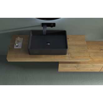 CERANO - Umyvadlo z litého mramoru Lacerta - na desku - černá matná - 60x40 cm