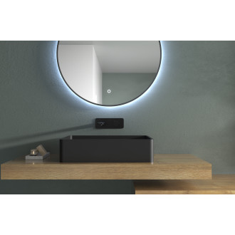 CERANO - Umyvadlo z litého mramoru Lacerta - na desku - černá matná - 60x40 cm