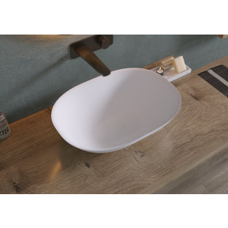 CERANO - Umyvadlo z litého mramoru Libra - na desku - bílá matná - 55x40 cm