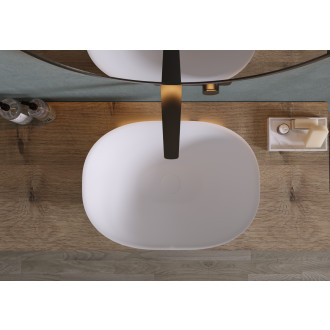 CERANO - Umyvadlo z litého mramoru Libra - na desku - bílá matná - 55x40 cm