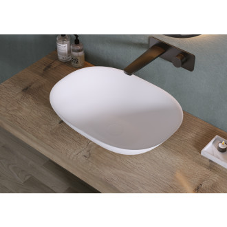 CERANO - Umyvadlo z litého mramoru Libra - na desku - bílá matná - 55x40 cm