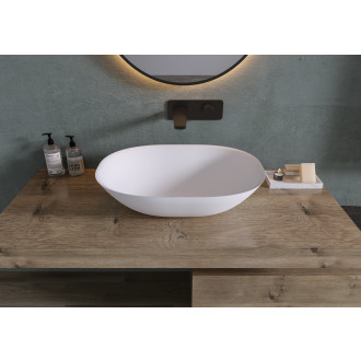 CERANO - Umyvadlo z litého mramoru Libra - na desku - bílá matná - 55x40 cm