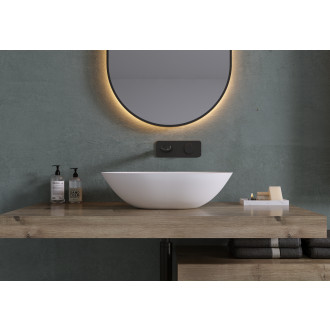 CERANO - Umyvadlo z litého mramoru Libra - na desku - bílá matná - 55x40 cm