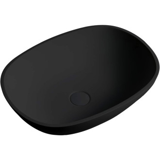 CERANO - Umyvadlo z litého mramoru Libra - na desku - černá matná - 55x40 cm