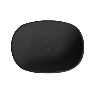 CERANO - Umyvadlo z litého mramoru Libra - na desku - černá matná - 55x40 cm