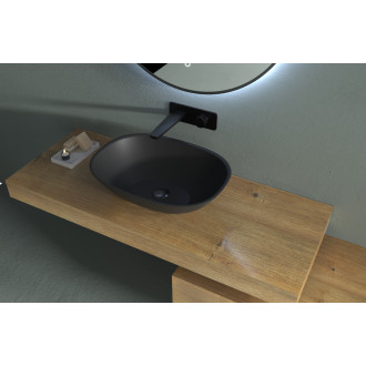 CERANO - Umyvadlo z litého mramoru Libra - na desku - černá matná - 55x40 cm