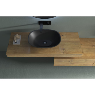 CERANO - Umyvadlo z litého mramoru Libra - na desku - černá matná - 55x40 cm