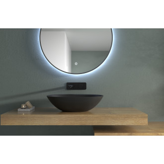 CERANO - Umyvadlo z litého mramoru Libra - na desku - černá matná - 55x40 cm