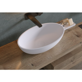 CERANO - Umyvadlo z litého mramoru Luna - na desku - bílá matná - 52,8x30,9 cm