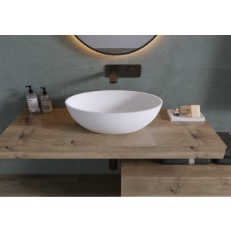 CERANO - Umyvadlo z litého mramoru Luna - na desku - bílá matná - 52,8x30,9 cm