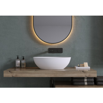 CERANO - Umyvadlo z litého mramoru Luna - na desku - bílá matná - 52,8x30,9 cm