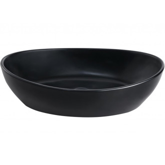 CERANO - Umyvadlo z litého mramoru Luna - na desku - černá matná - 52,8x30,9 cm