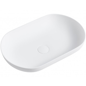 CERANO - Umyvadlo z litého mramoru Lyra - na desku - bílá matná - 54x34 cm