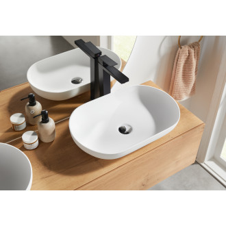 CERANO - Umyvadlo z litého mramoru Lyra - na desku - bílá matná - 54x34 cm