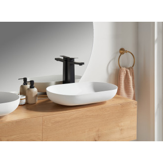 CERANO - Umyvadlo z litého mramoru Lyra - na desku - bílá matná - 54x34 cm