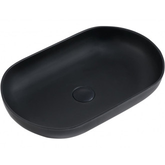 CERANO - Umyvadlo z litého mramoru Lyra - na desku - černá matná - 54x34 cm