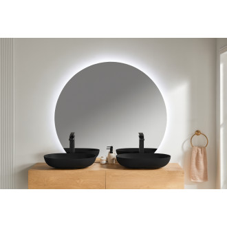 CERANO - Umyvadlo z litého mramoru Lyra - na desku - černá matná - 54x34 cm