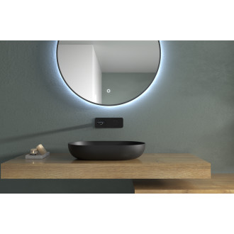 CERANO - Umyvadlo z litého mramoru Lyra - na desku - černá matná - 54x34 cm