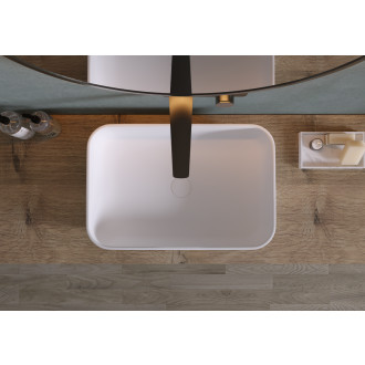 CERANO - Umyvadlo z litého mramoru Ora - na desku - bílá matná - 54x36 cm