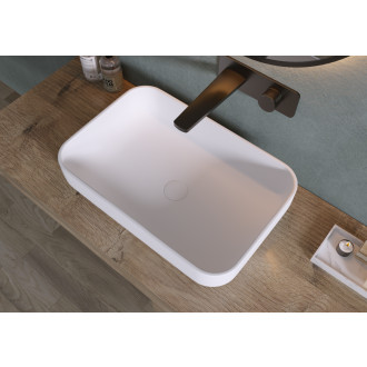 CERANO - Umyvadlo z litého mramoru Ora - na desku - bílá matná - 54x36 cm