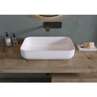 CERANO - Umyvadlo z litého mramoru Ora - na desku - bílá matná - 54x36 cm