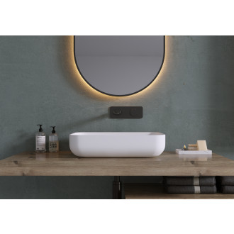 CERANO - Umyvadlo z litého mramoru Ora - na desku - bílá matná - 54x36 cm