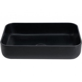 CERANO - Umyvadlo z litého mramoru Ora - na desku - černá matná - 54x36 cm