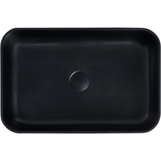 CERANO - Umyvadlo z litého mramoru Ora - na desku - černá matná - 54x36 cm