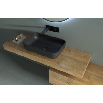 CERANO - Umyvadlo z litého mramoru Ora - na desku - černá matná - 54x36 cm