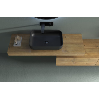 CERANO - Umyvadlo z litého mramoru Ora - na desku - černá matná - 54x36 cm