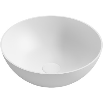 CERANO - Umyvadlo z litého mramoru Ovalo - na desku - bílá matná - 40x40 cm