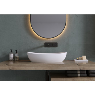 CERANO - Umyvadlo z litého mramoru Persea - na desku - bílá matná - 50x32 cm