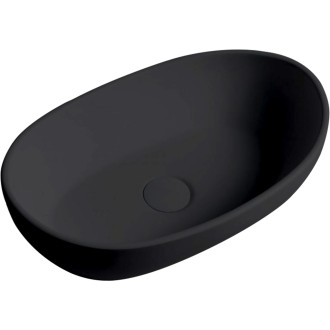 CERANO - Umyvadlo z litého mramoru Persea - na desku - černá matná - 50x32 cm