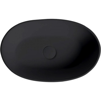 CERANO - Umyvadlo z litého mramoru Persea - na desku - černá matná - 50x32 cm