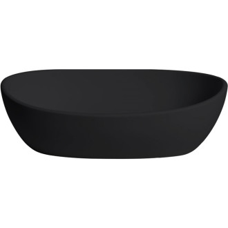 CERANO - Umyvadlo z litého mramoru Persea - na desku - černá matná - 50x32 cm