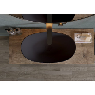 CERANO - Umyvadlo z litého mramoru Persea - na desku - černá matná - 50x32 cm