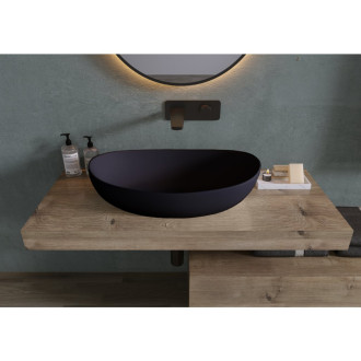 CERANO - Umyvadlo z litého mramoru Persea - na desku - černá matná - 50x32 cm