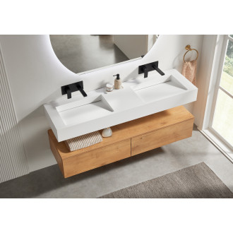 CERANO - Umyvadlo z litého mramoru Piano - nástěnné - bílá matná - 153x44 cm