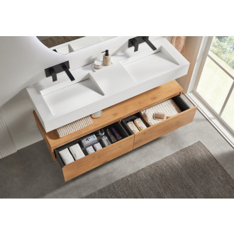 CERANO - Umyvadlo z litého mramoru Piano - nástěnné - bílá matná - 153x44 cm